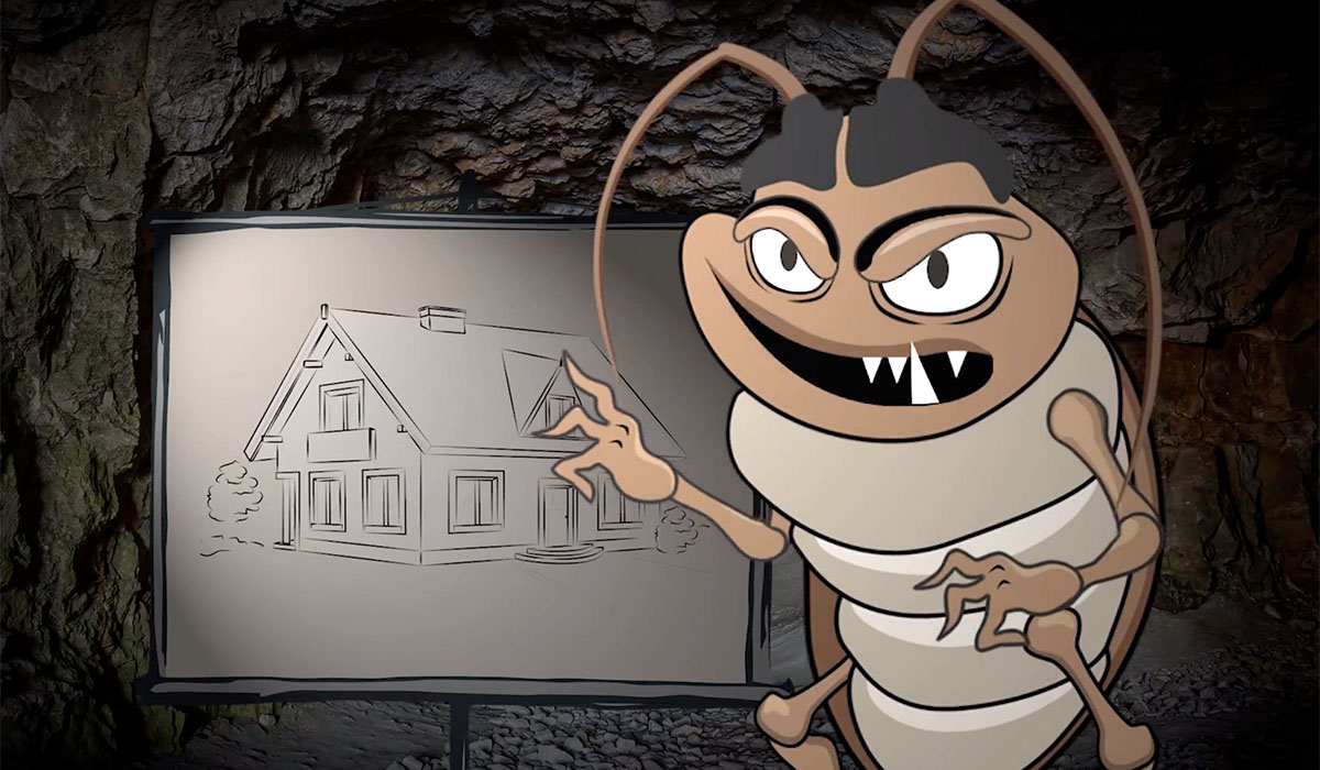 Example 60-second TV commercial featuring Ricky the Roach